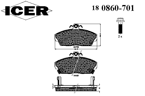 180860-701 ICER Тормозные колодки