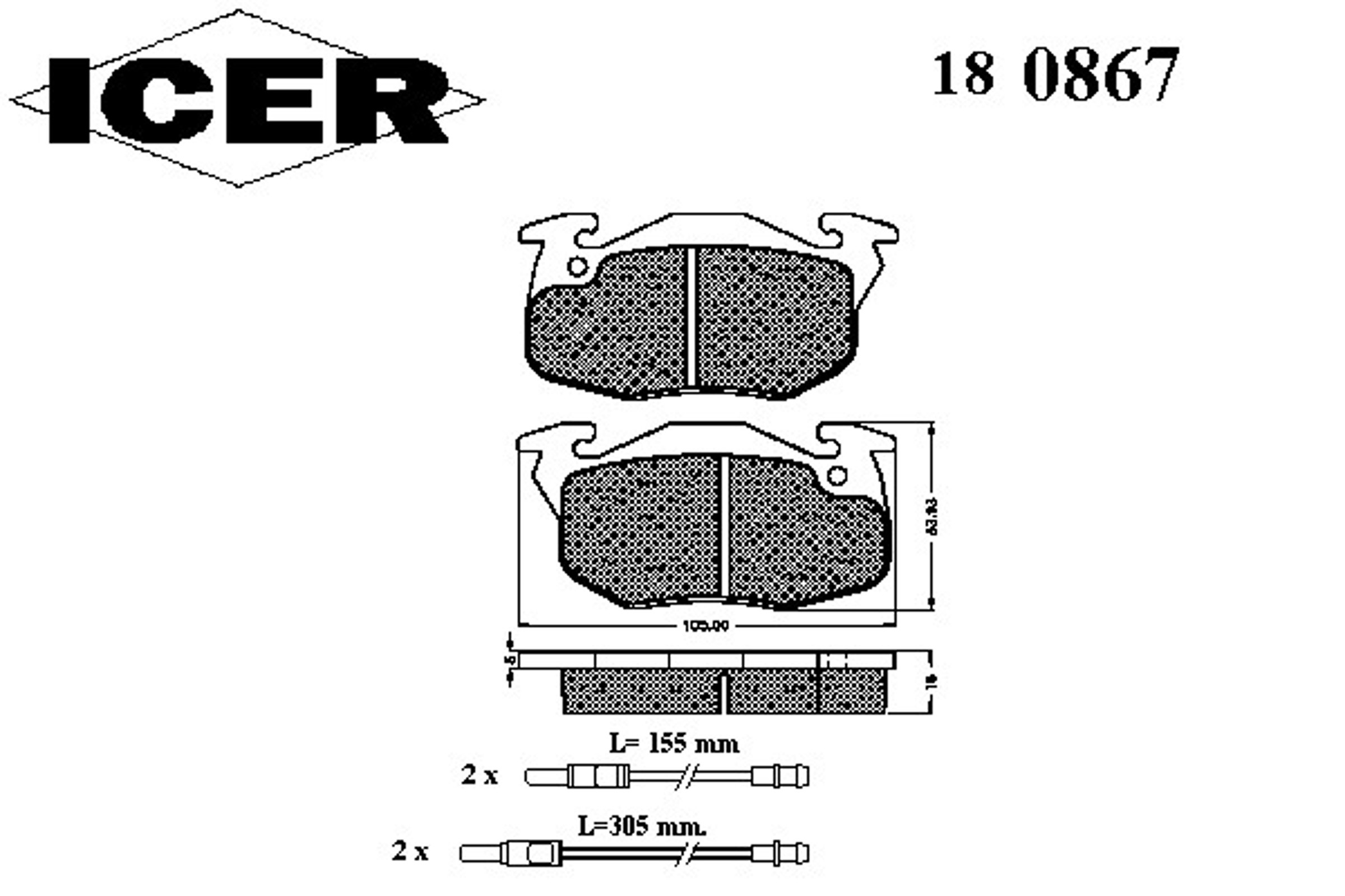 Колодки тормозные дисковые ICER 180867