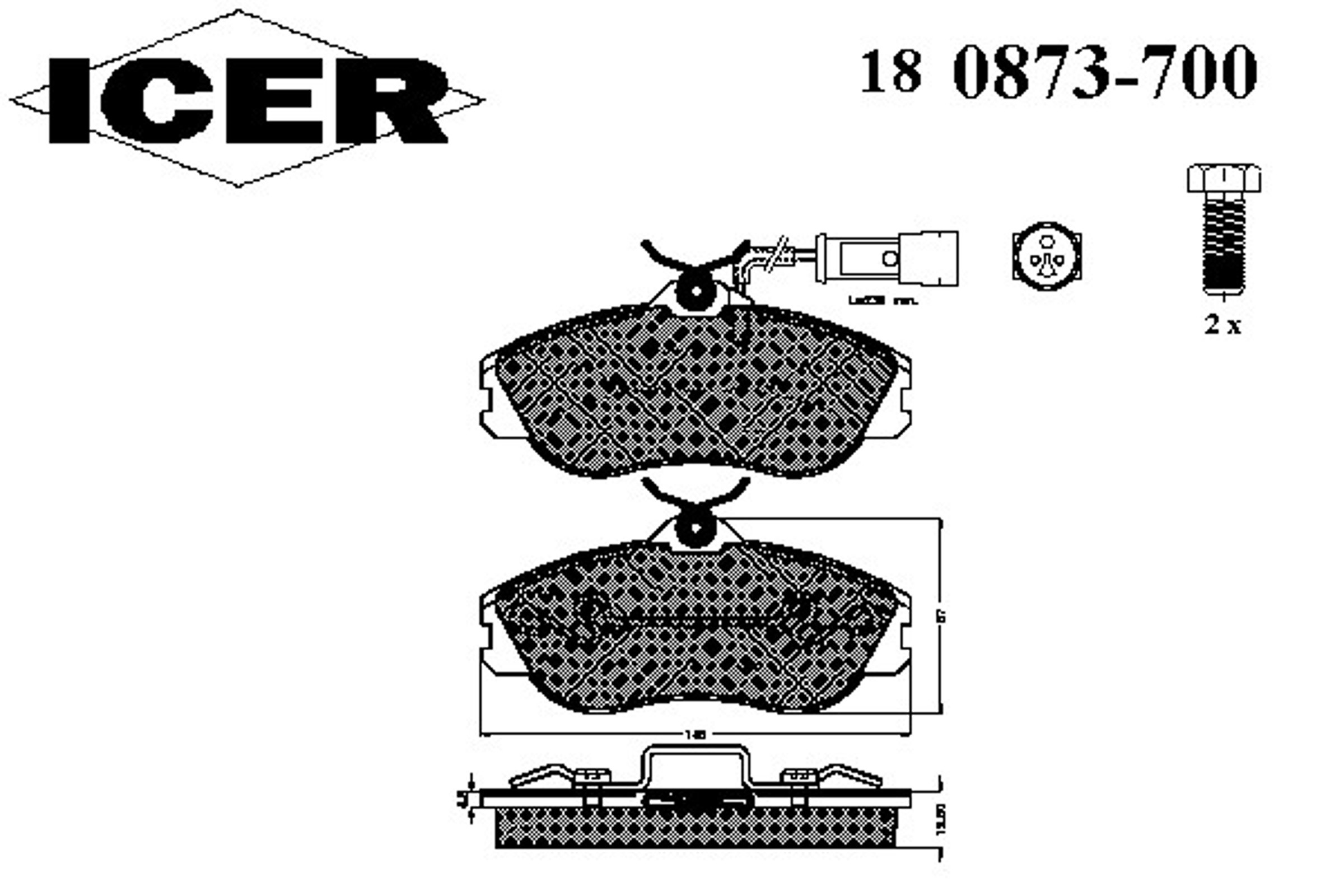 Колодки тормозные дисковые ICER 180873-700