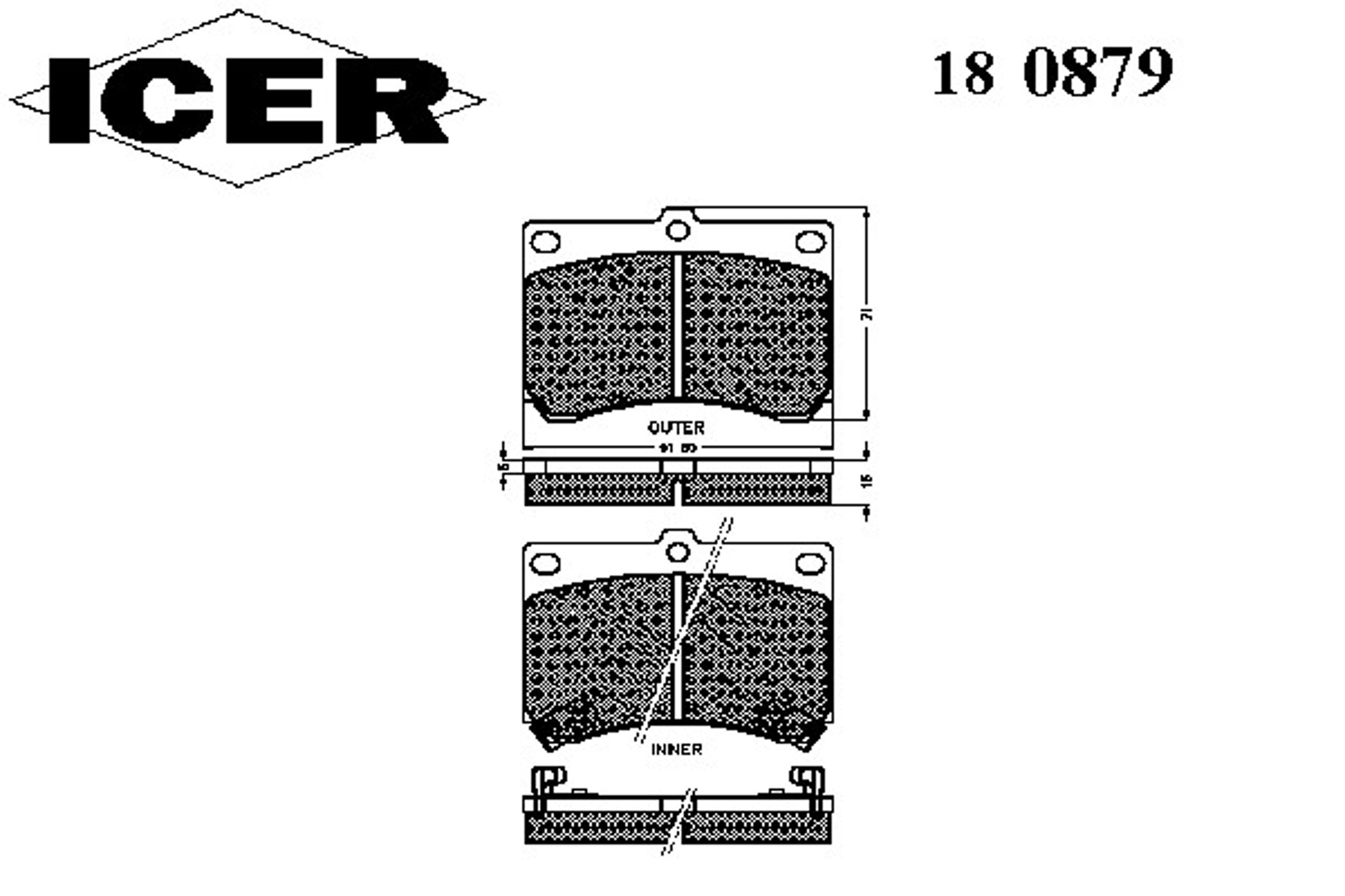 180879 ICER Колодки тормозные дисковые комплект
