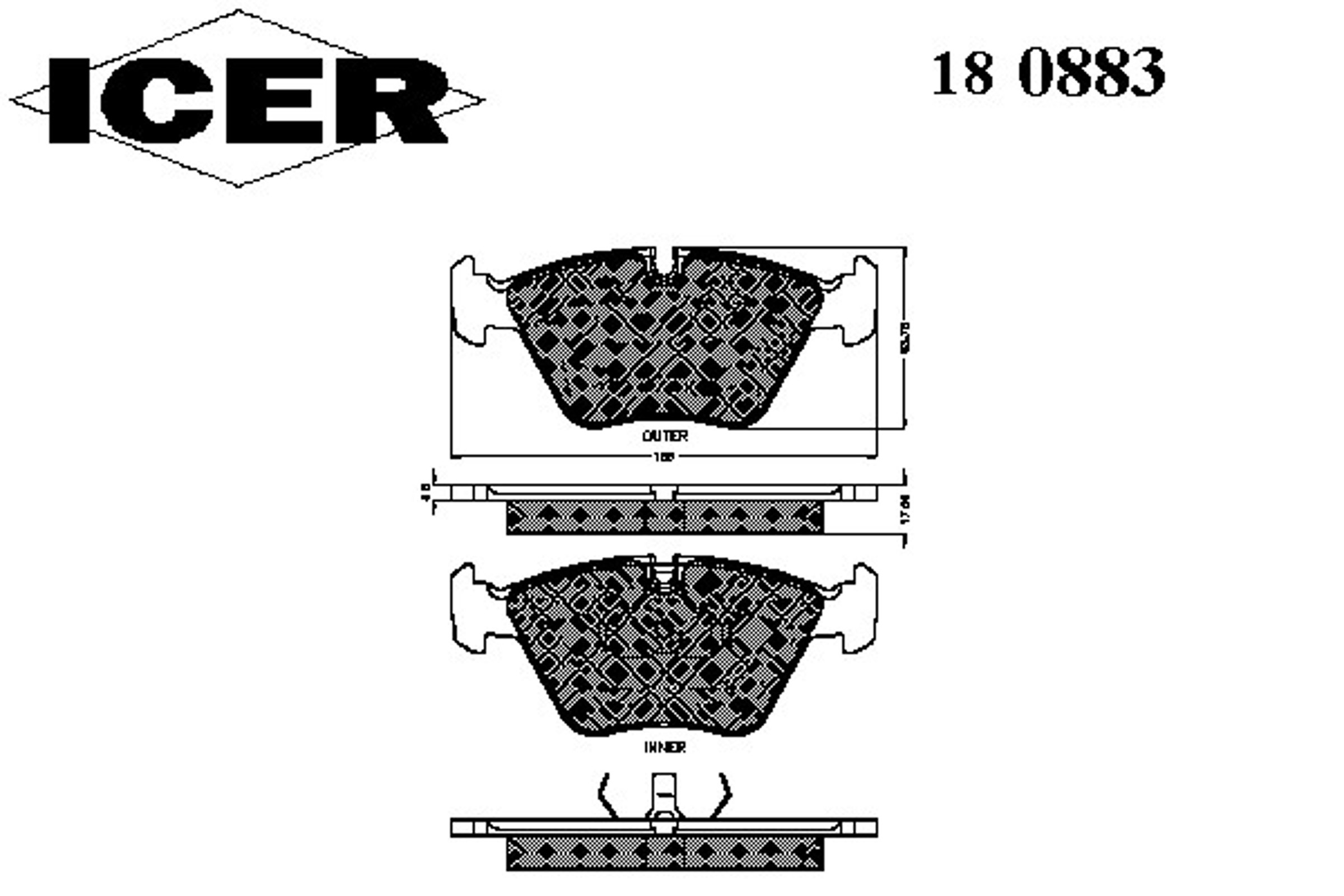 Колодки тормозные дисковые ICER 180883
