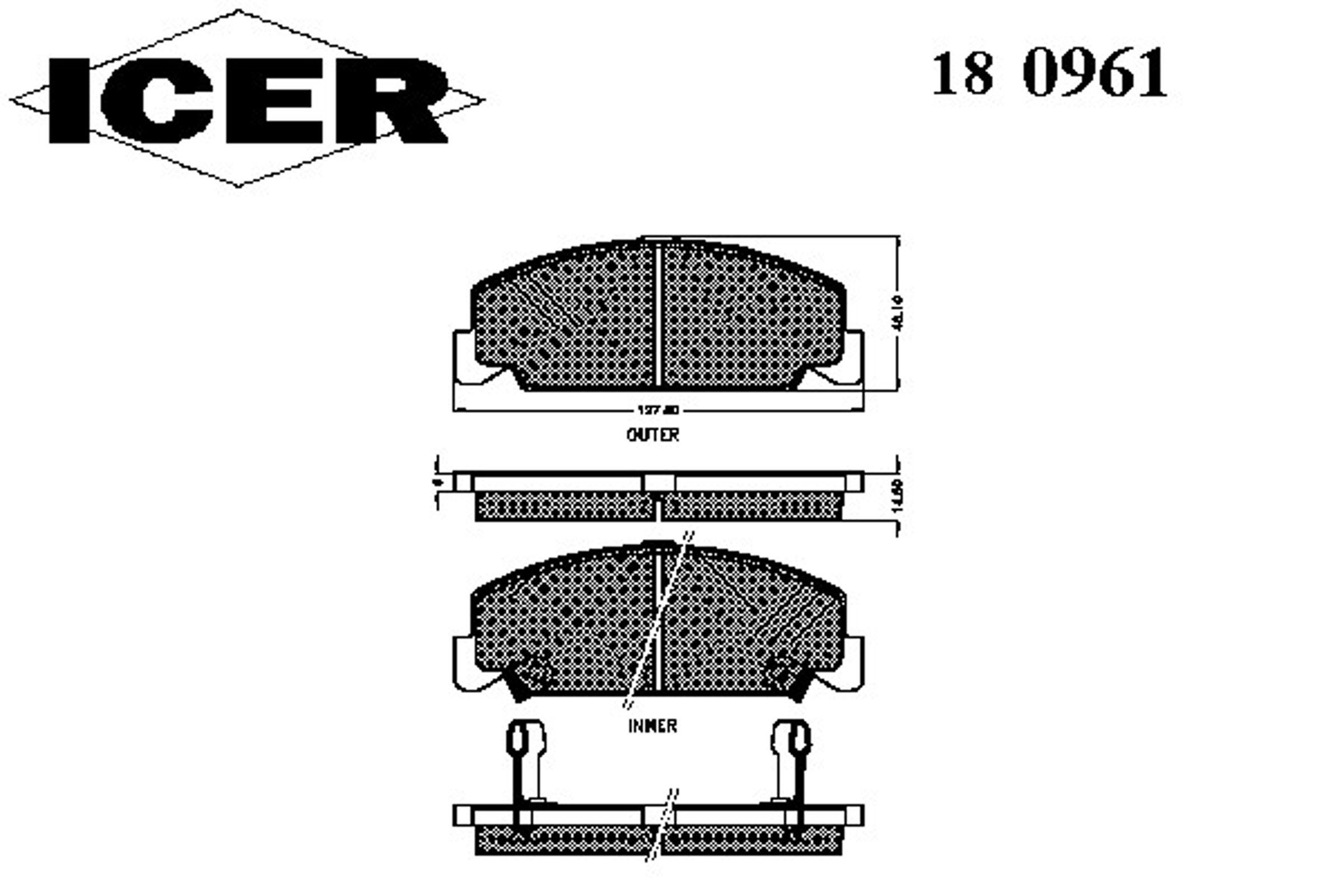 Колодки тормозные дисковые ICER 180961