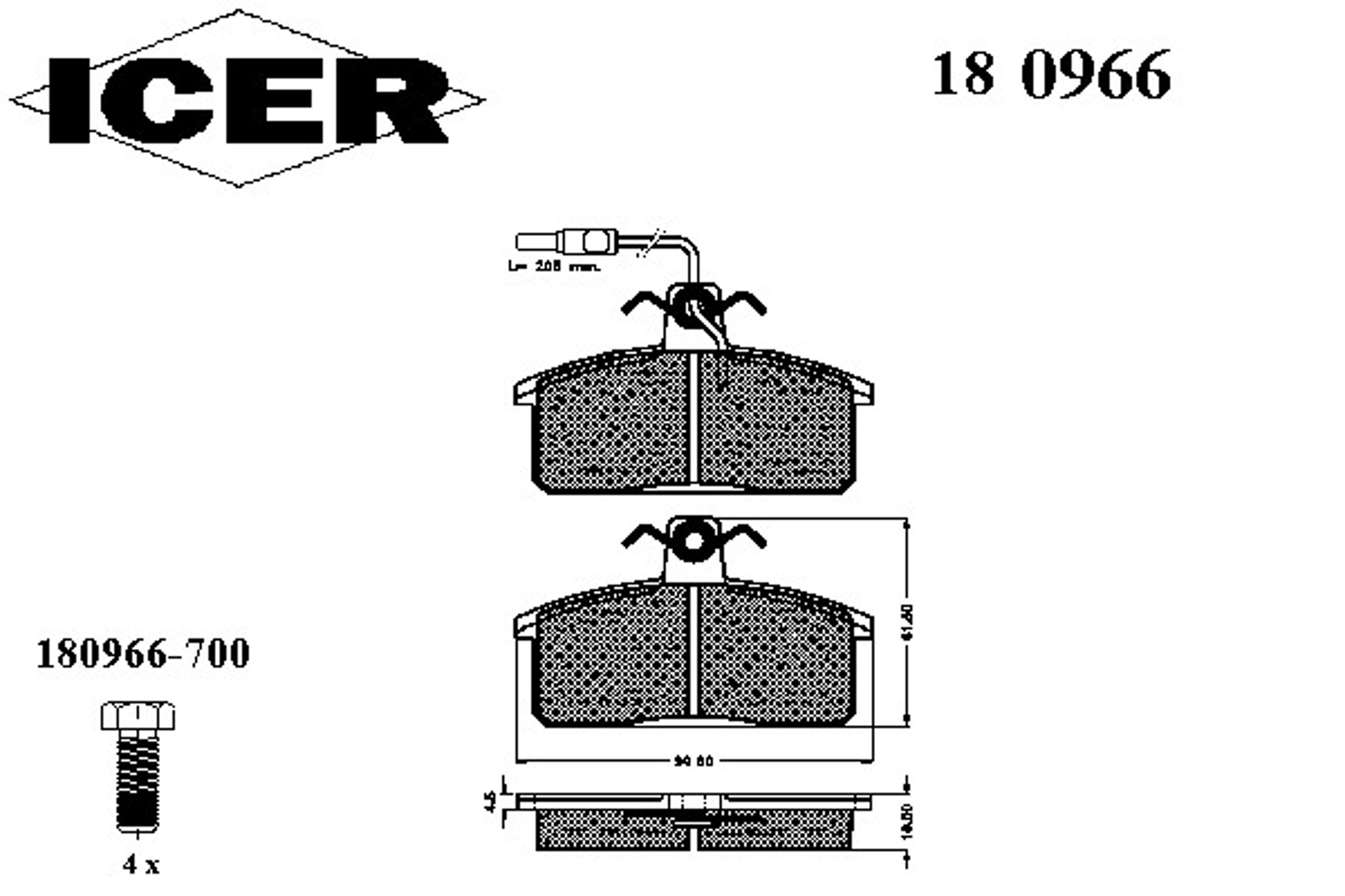 180966 ICER Колодки тормозные дисковые