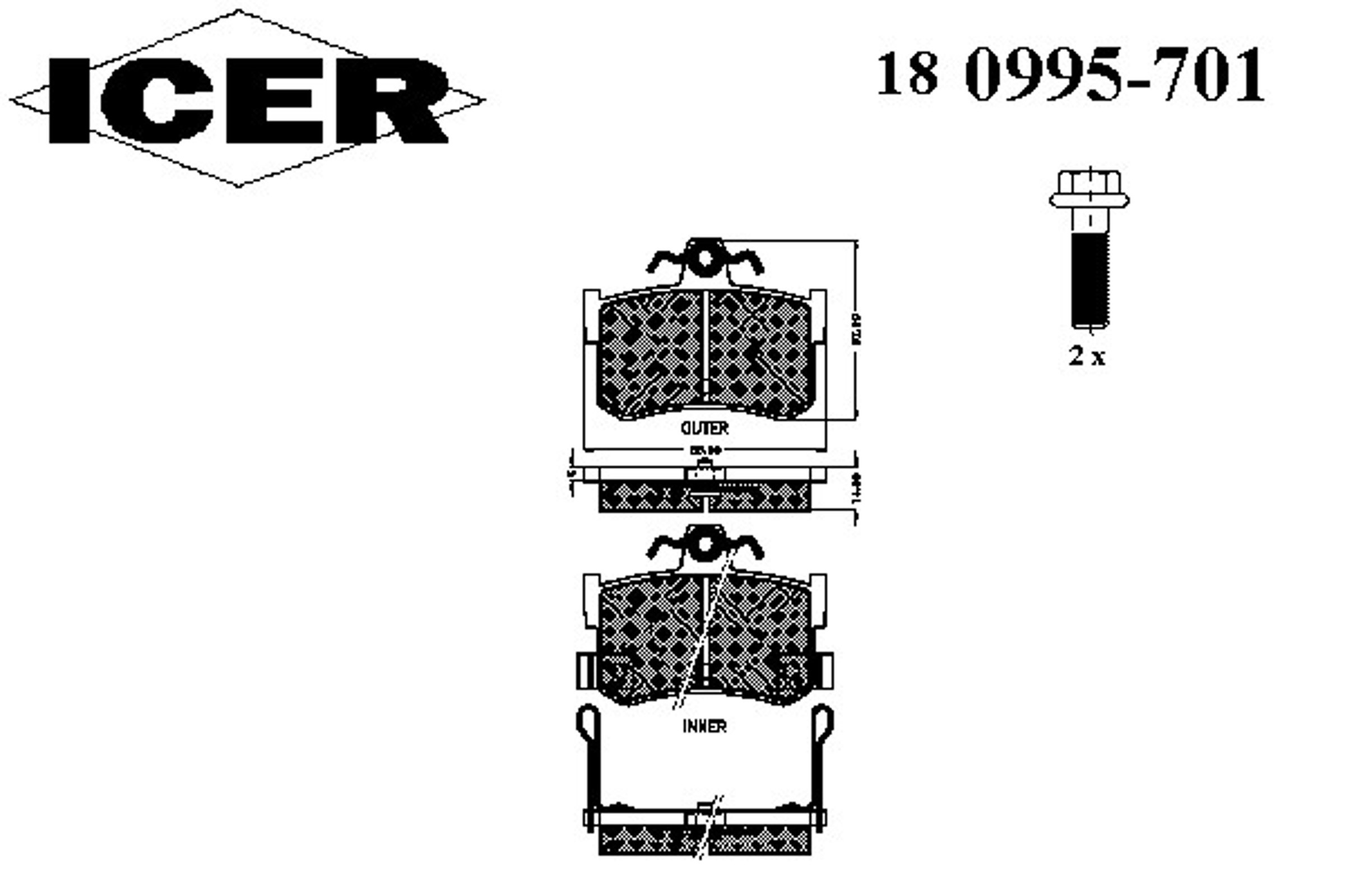 Колодки тормозные дисковые ICER 180995-701