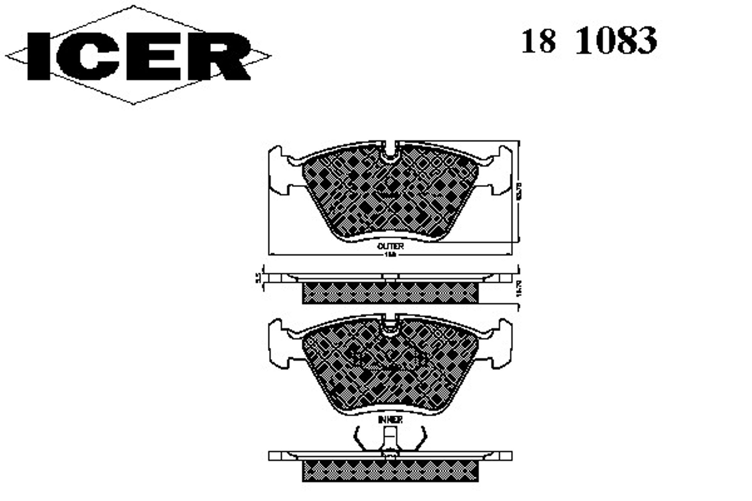 Колодка тормозная дисковая комплект ICER 181083