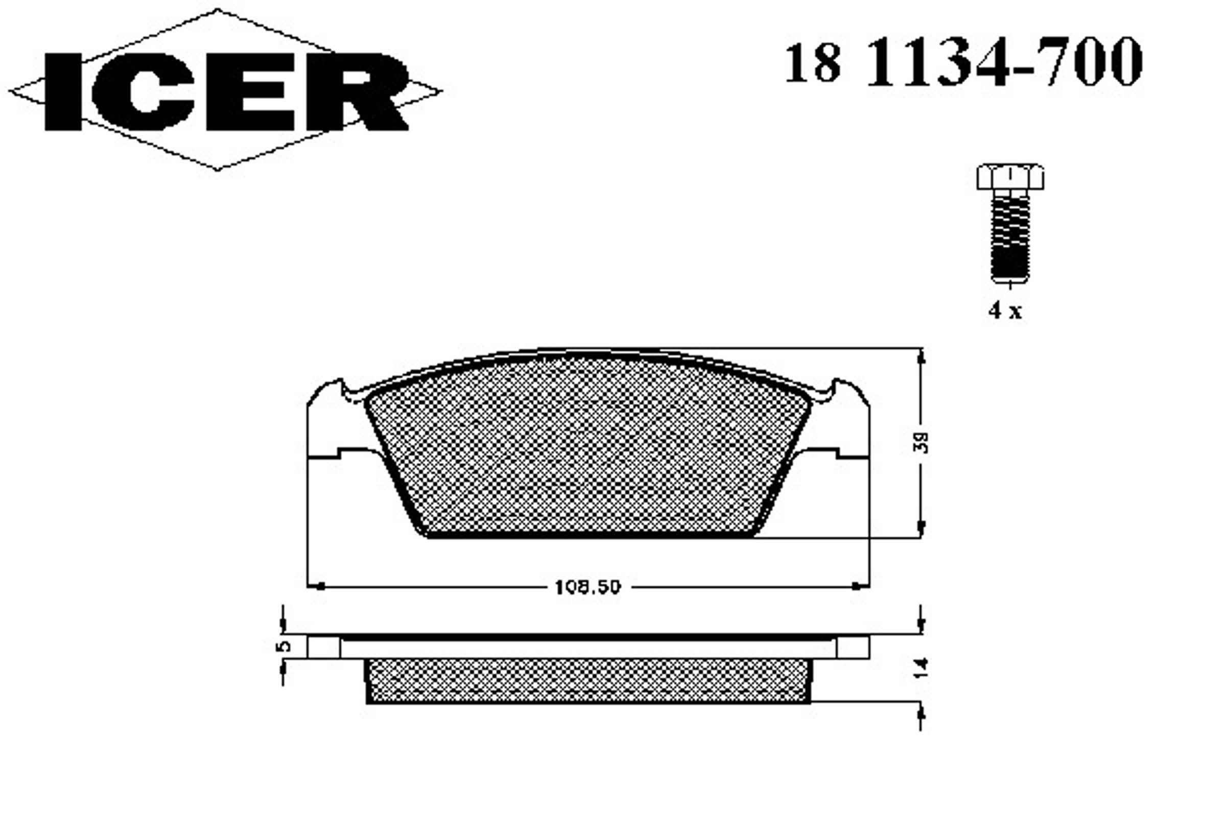 Колодки тормозные дисковые ICER 181134-700
