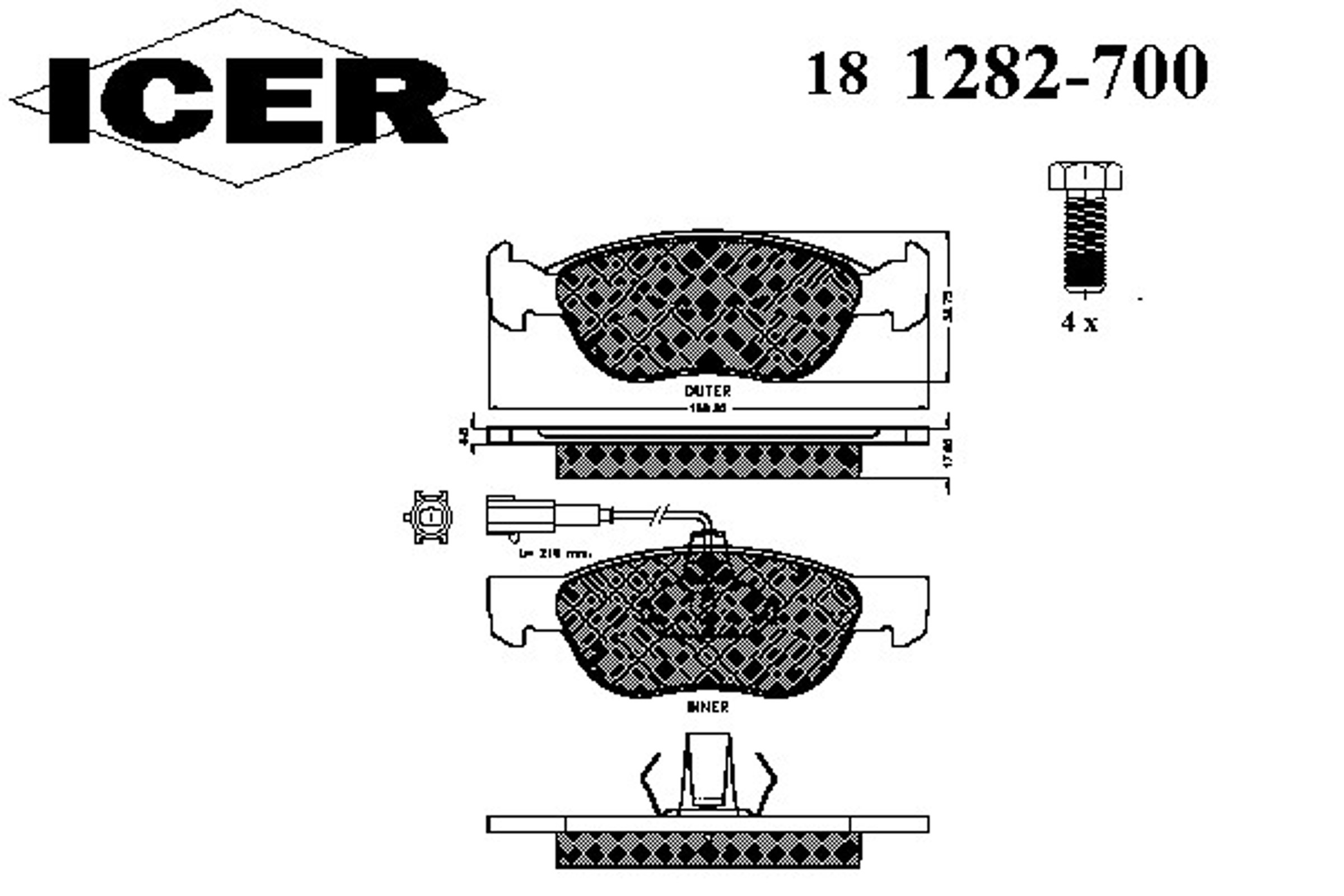 181282-700 ICER Колодки тормозные дисковые