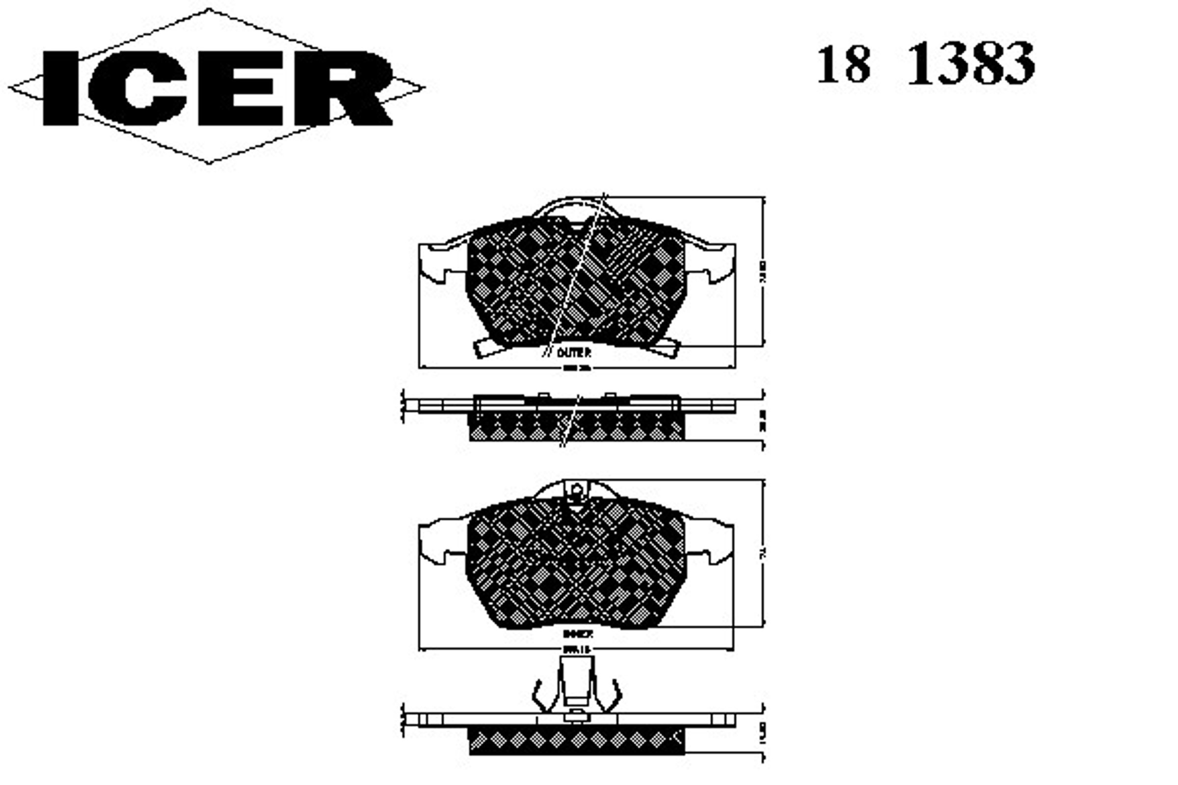 Колодки тормозные дисковые ICER 181383