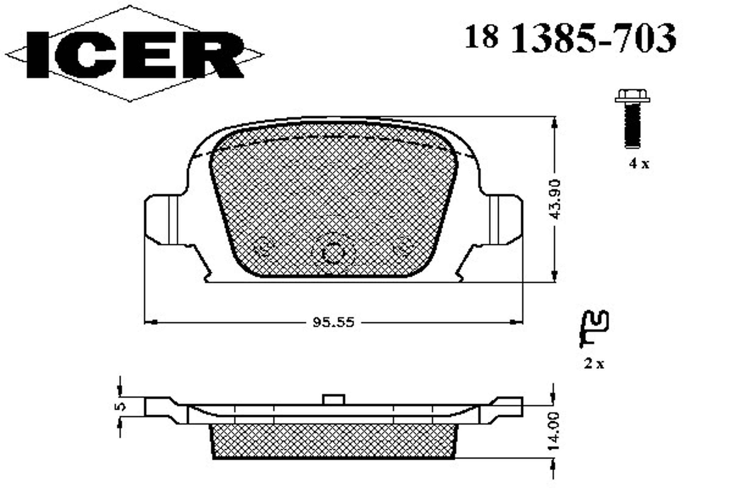 181385-703 ICER Комплект тормозных колодок, дисковый тормоз