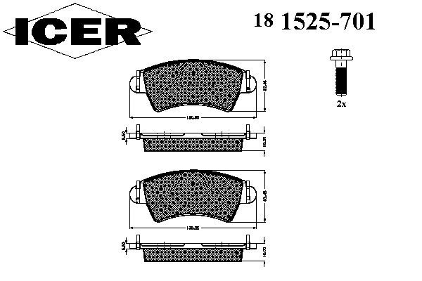 181525-701 ICER Тормозные колодки