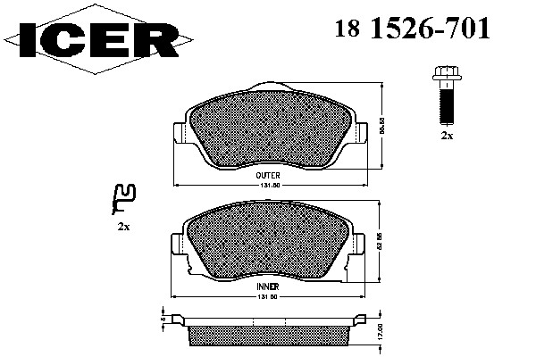 181526-701 ICER Тормозные колодки