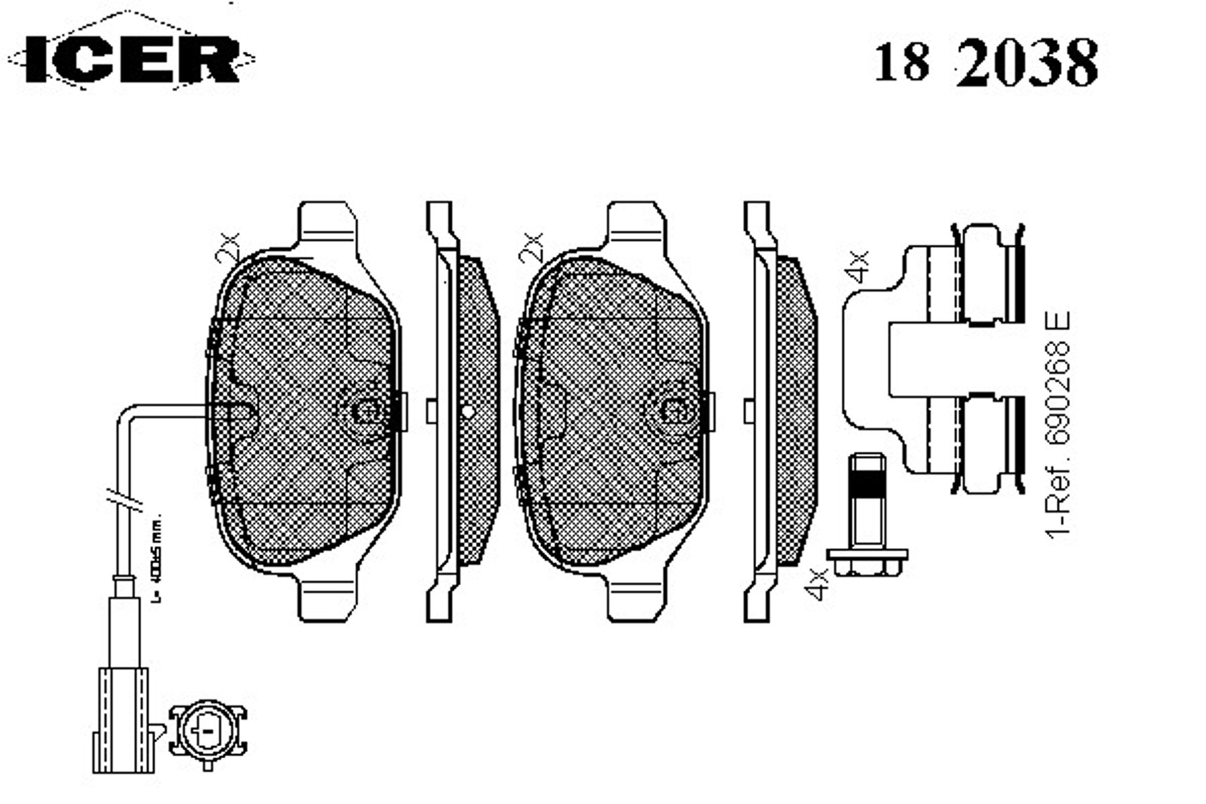 182038 ICER Колодки тормозные дисковые