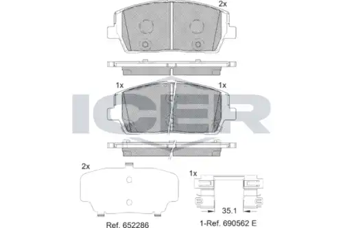 182378 колодки дисковые передние ICER 182378