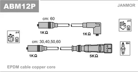 Комплект проводов зажигания JANMOR ABM12P