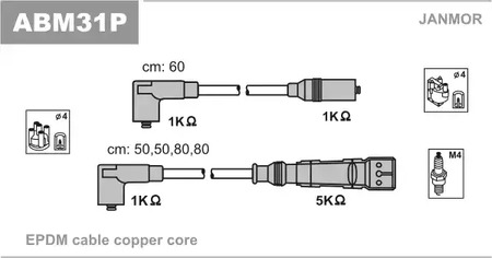 Комплект проводов зажигания JANMOR ABM31P