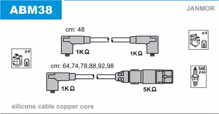 Комплект проводов зажигания JANMOR ABM38