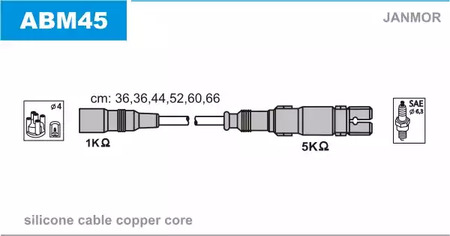 Комплект проводов зажигания JANMOR ABM45