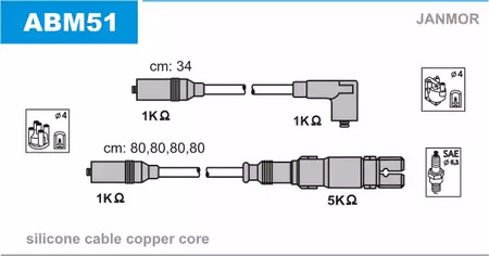 Комплект проводов зажигания JANMOR ABM51