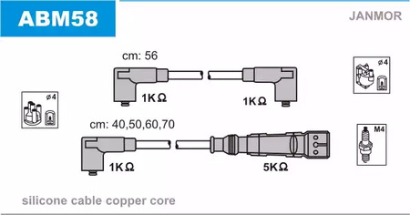 Комплект проводов зажигания JANMOR ABM58