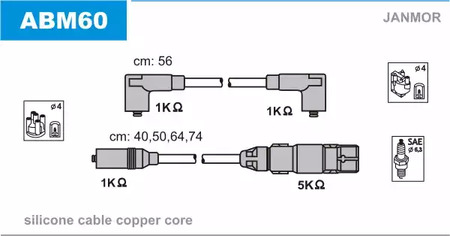 Комплект проводов зажигания JANMOR ABM60