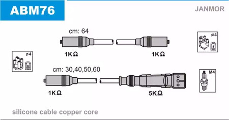 Комплект проводов зажигания JANMOR ABM76