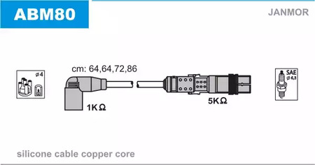 Комплект проводов зажигания JANMOR ABM80