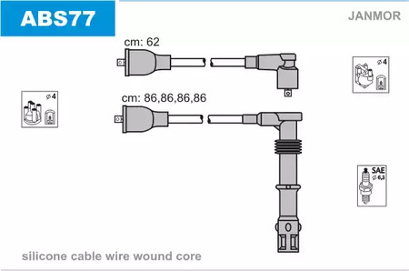 Комплект проводов зажигания JANMOR ABS77