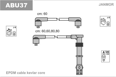 ABU37 JANMOR Комплект проводов зажигания