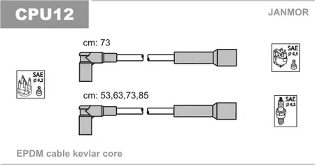 Комплект проводов зажигания JANMOR CPU12