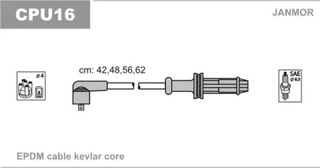 Комплект проводов зажигания JANMOR CPU16