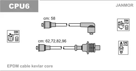 Комплект проводов зажигания JANMOR CPU6