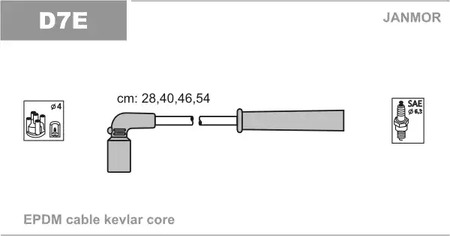 Комплект проводов зажигания JANMOR D7E