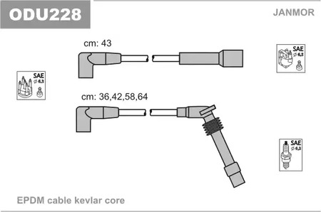 Комплект проводов зажигания JANMOR ODU228