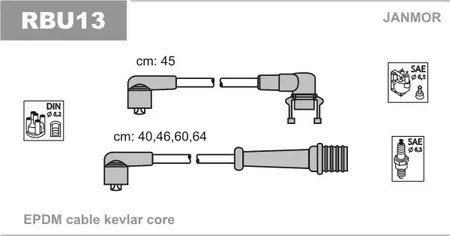 Комплект проводов зажигания JANMOR RBU13