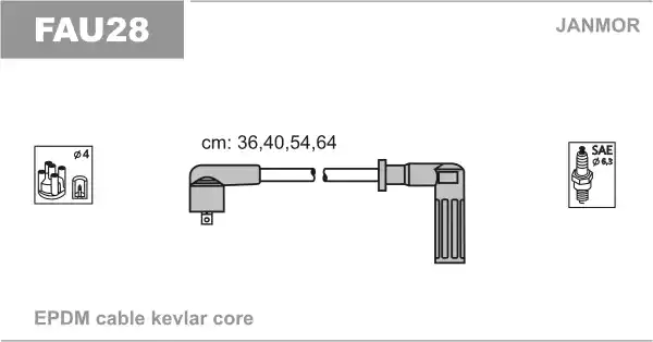 FAU28 JANMOR Комплект проводов зажигания