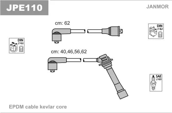 Комплект проводов зажигания JANMOR JPE110