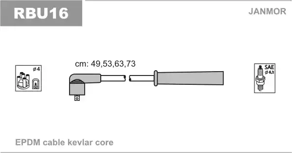 RBU16 JANMOR Комплект проводов зажигания