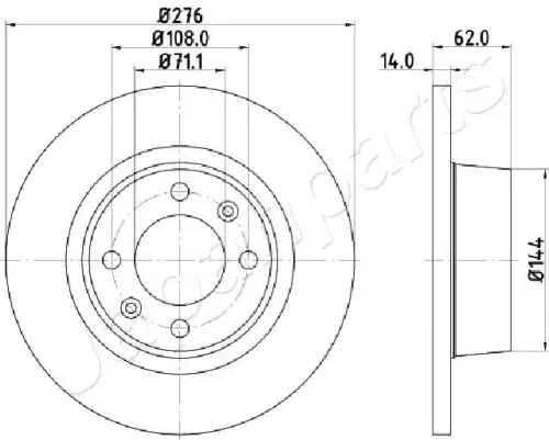 Dp-0604 диск тормозной citroen c5 01- задний d 276мм. JAPANPARTS DP-0604