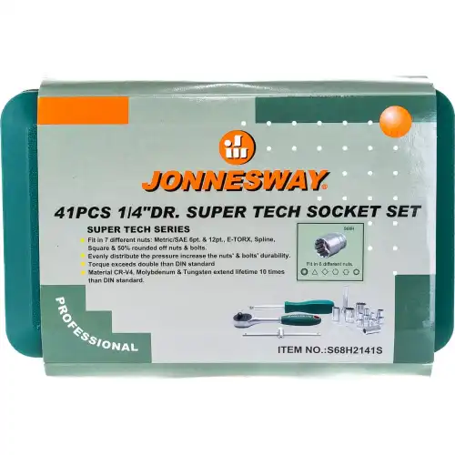 S68H2141S JONNESWAY S68H2141S_набор головок торцевых! 1/4''DR Super Tech, 41 предмет\