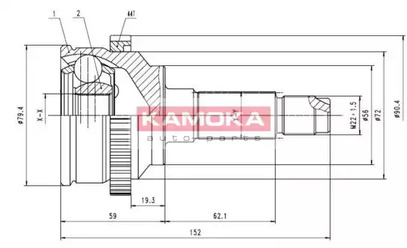 Шарнирный комплект приводной вал KAMOKA 7194