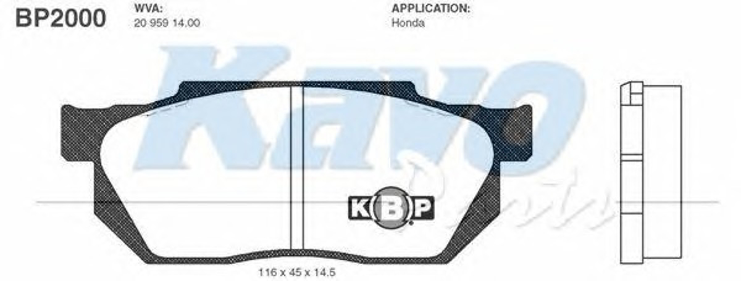 BP-2000 KAVO PARTS Комплект тормозных колодок, дисковый тормоз