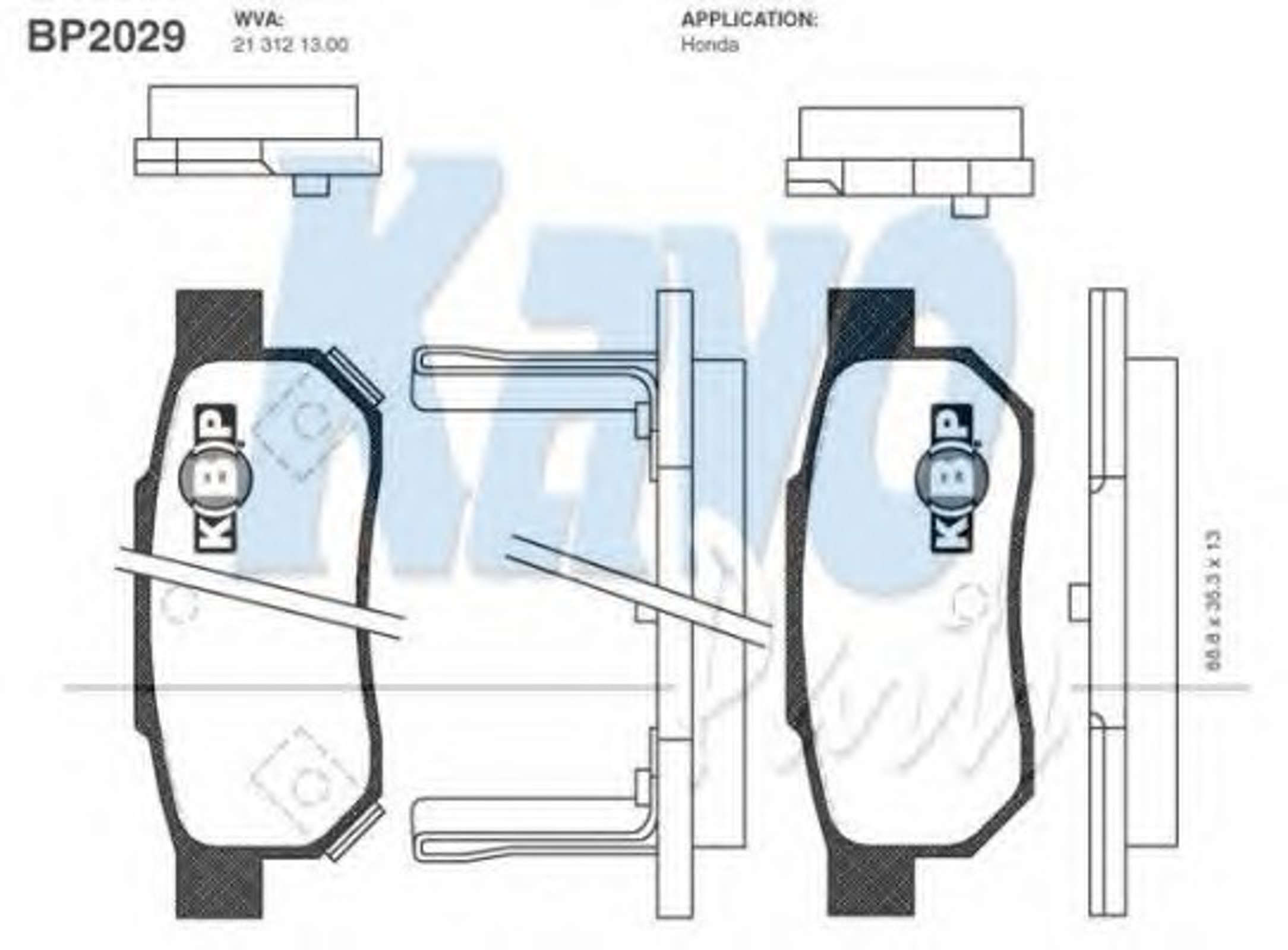 BP-2029 KAVO PARTS Комплект тормозных колодок, дисковый тормоз