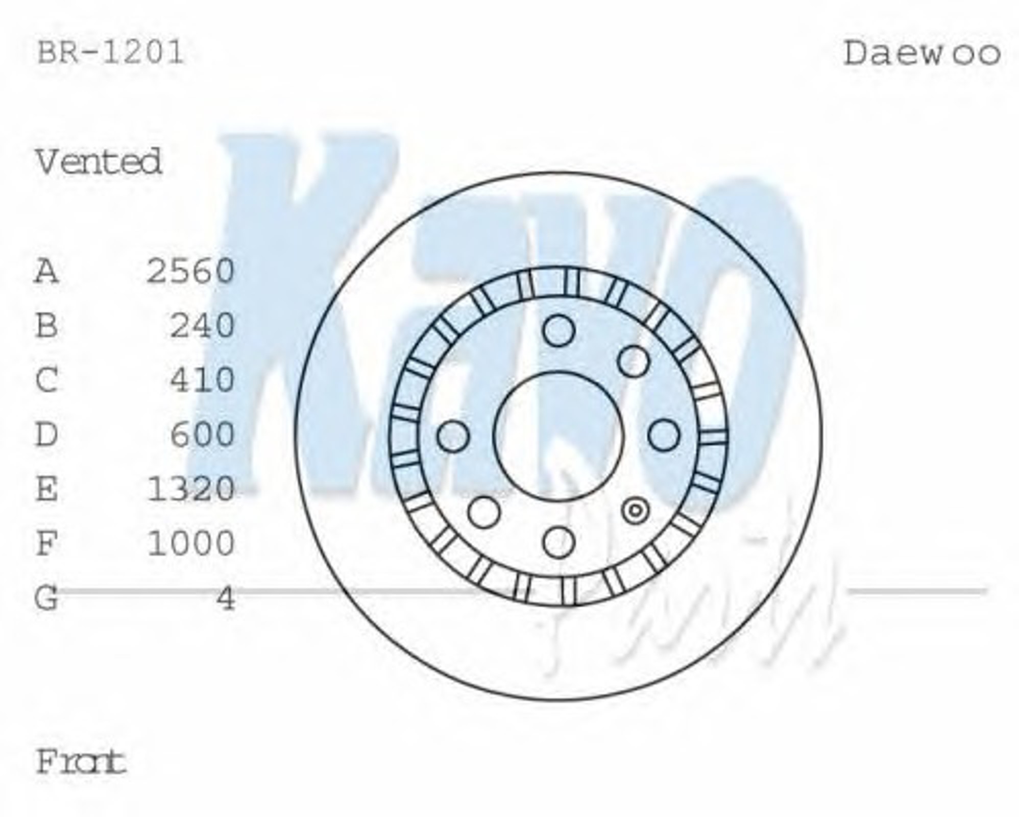 BR-1201 KAVO PARTS Диск тормозной