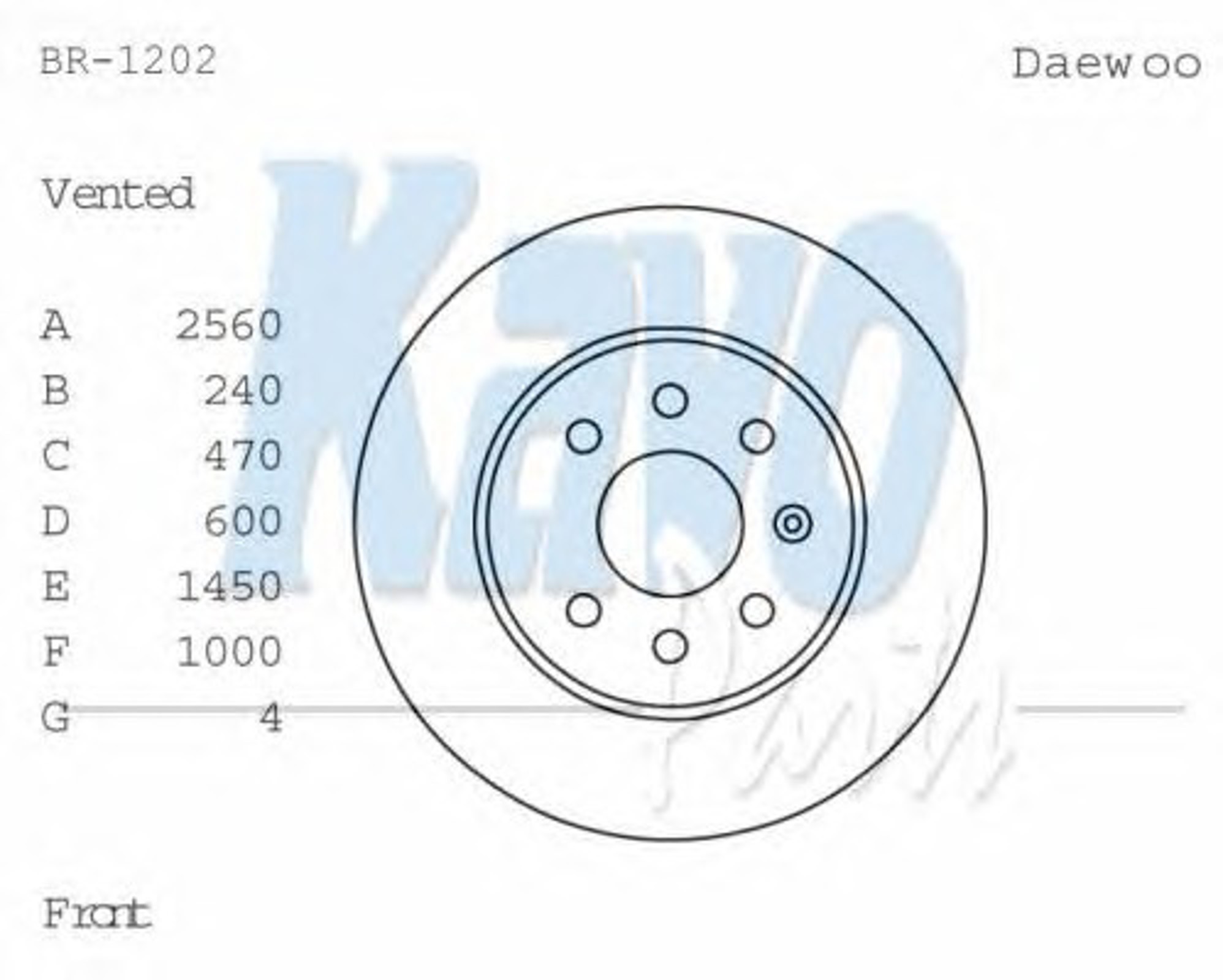 BR-1202 KAVO PARTS Диск тормозной