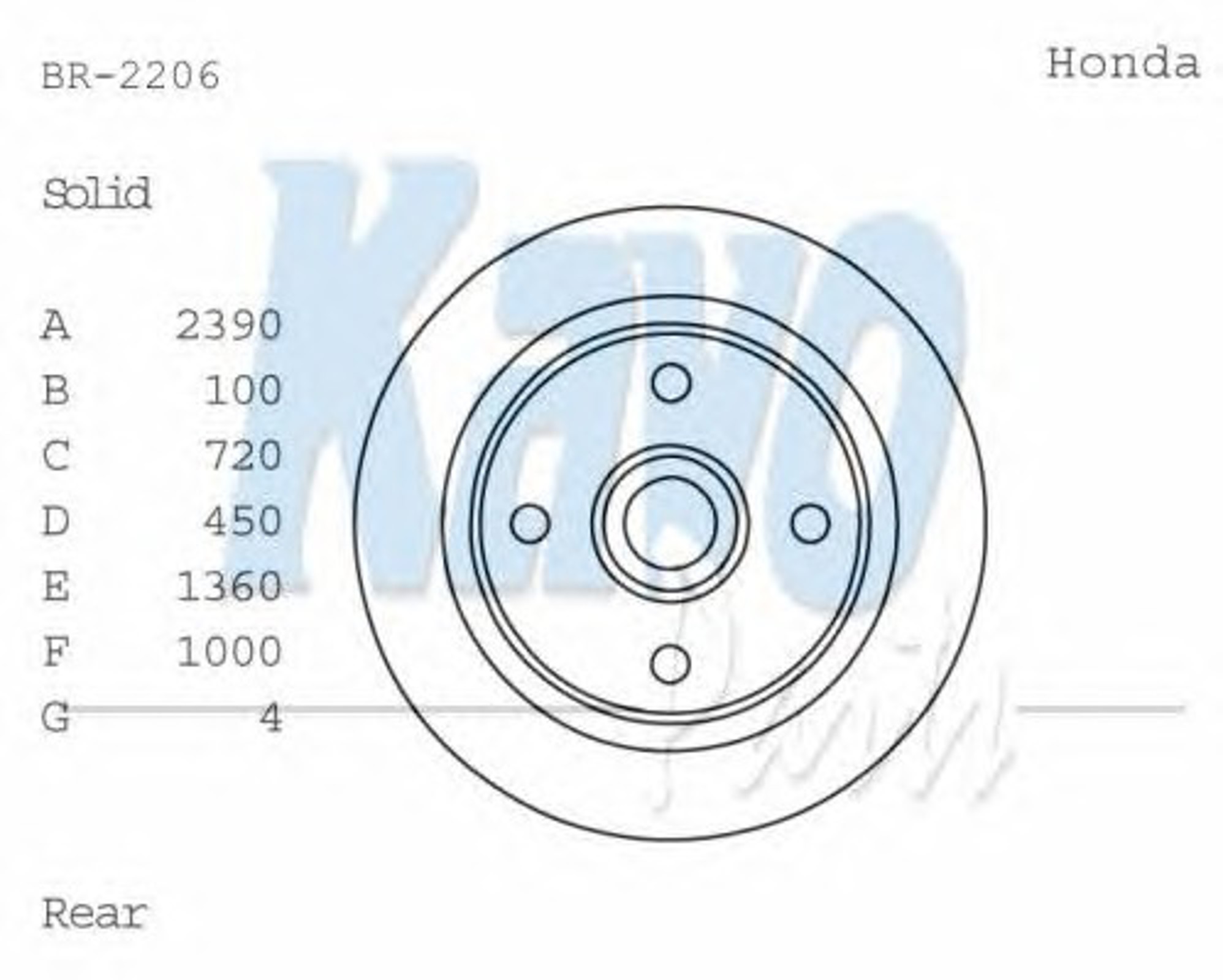 Диск тормозной KAVO PARTS BR-2206