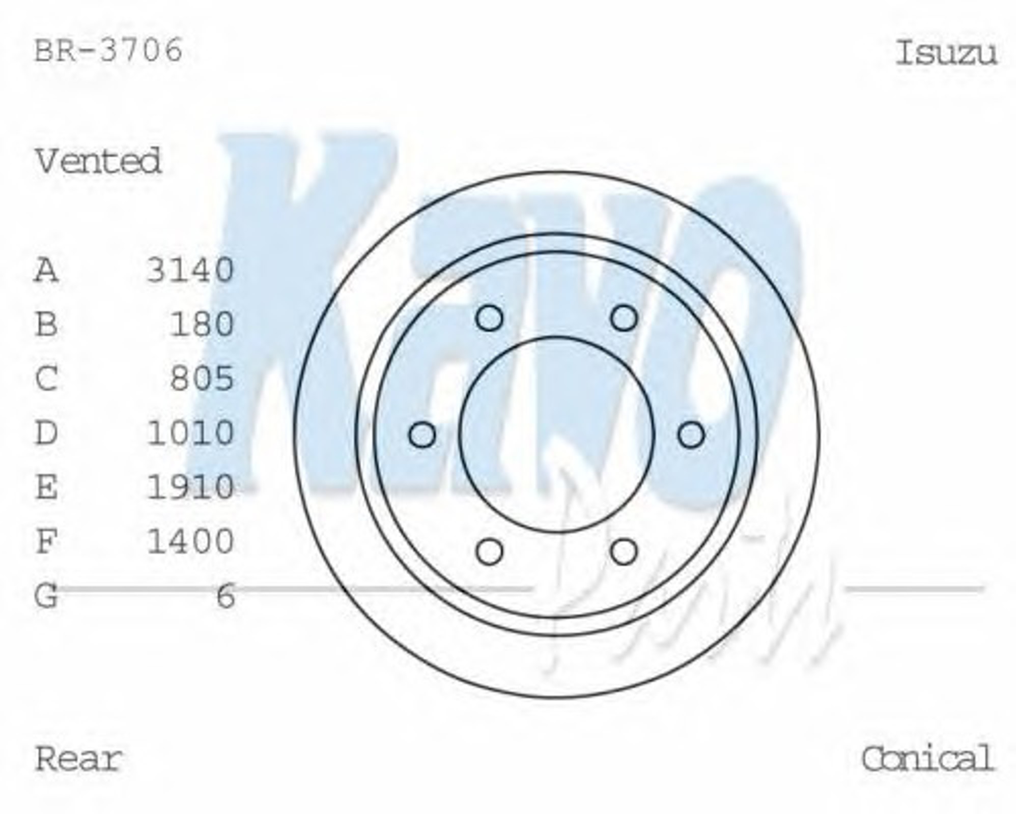 BR-3706 KAVO PARTS Диск тормозной