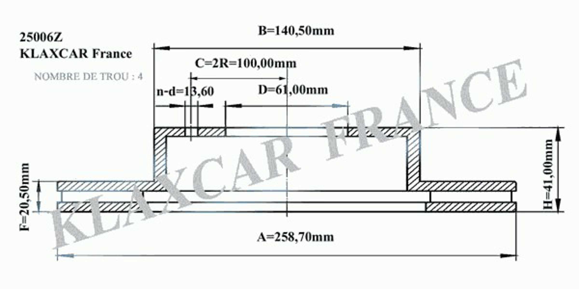 25006z KLAXCAR Диск тормозной