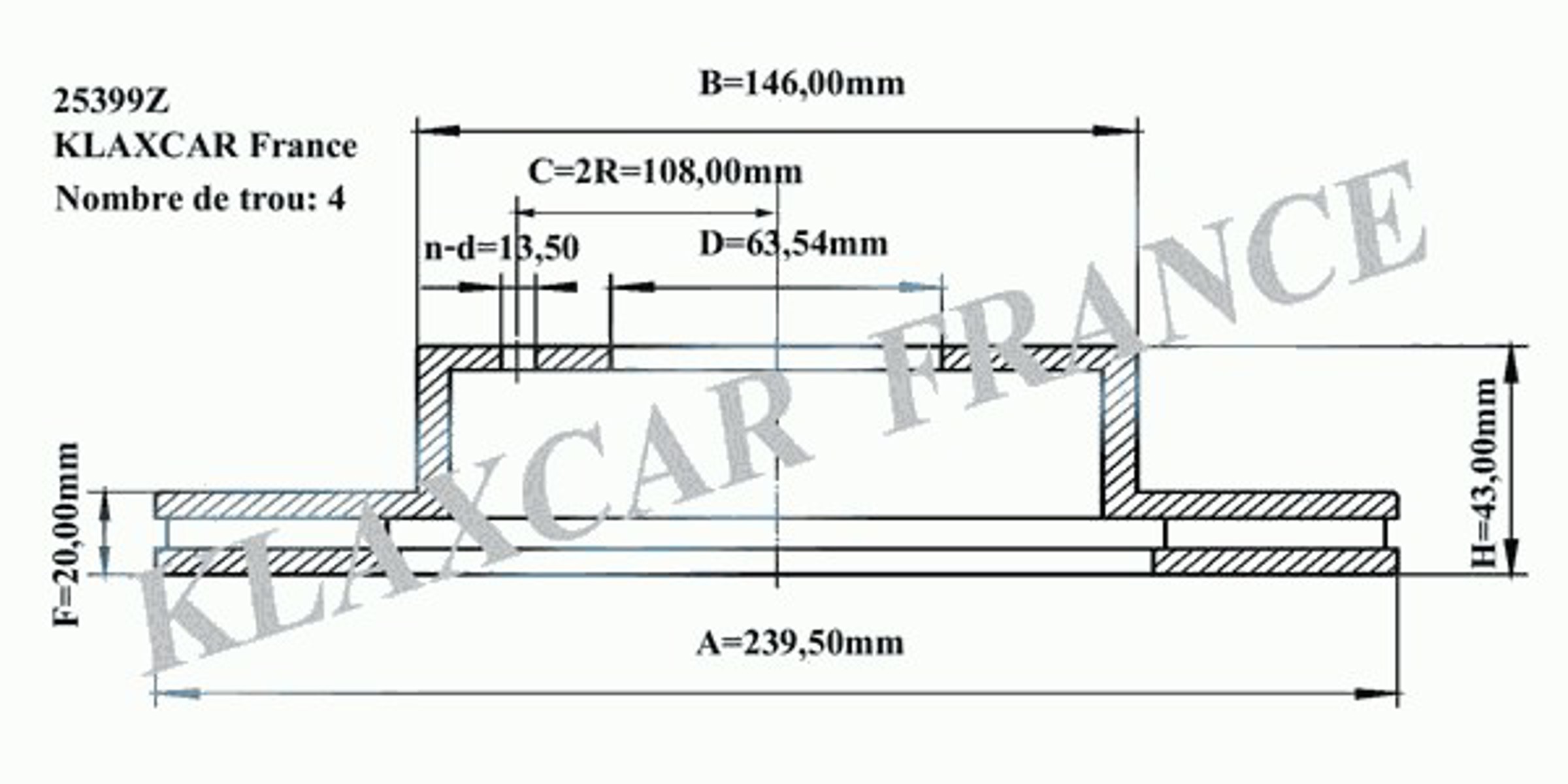 25399z KLAXCAR Диск тормозной