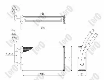 Радиатор печки LORO 017-015-0024-B