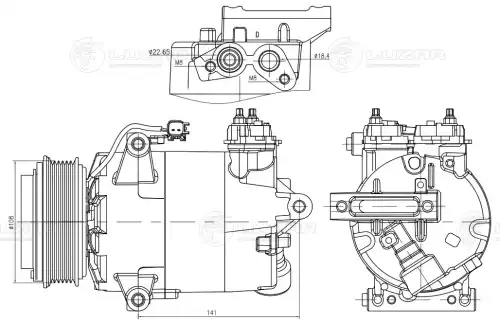 LCAC 1090_компрессор кондиционера!\ Ford Transit 2.2D 13> LUZAR LCAC 1090